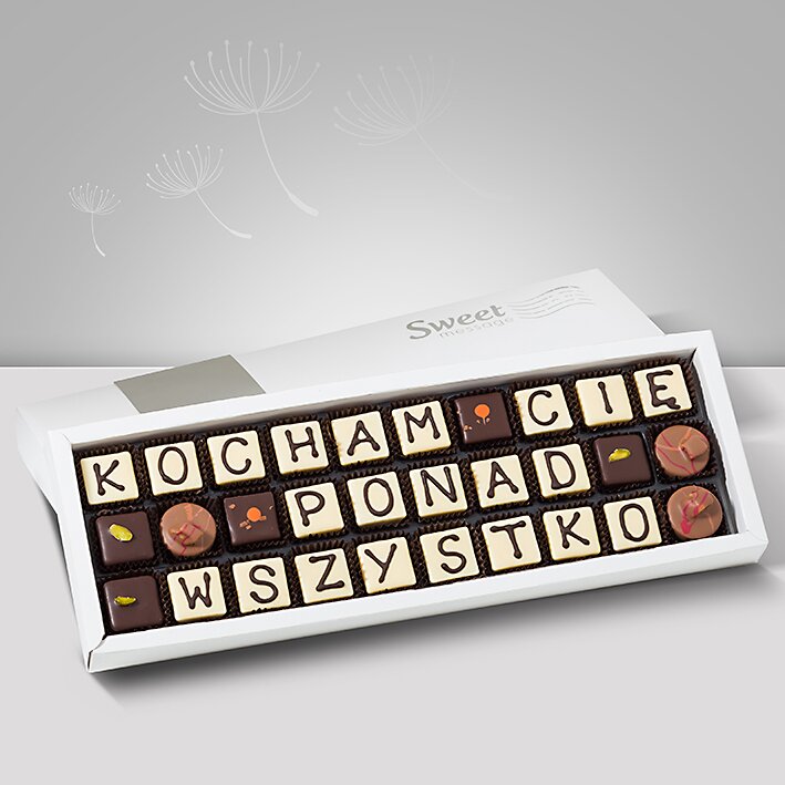 Czekoladki z napisem Kocham Cię